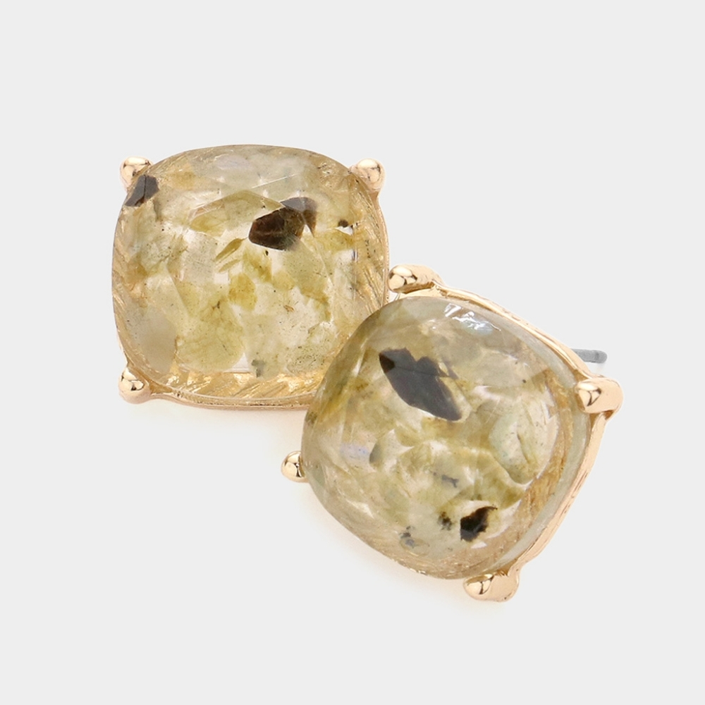 Gray Square Stud Fashion Jewelry Earrings Trendy Statement Accessories Marble
